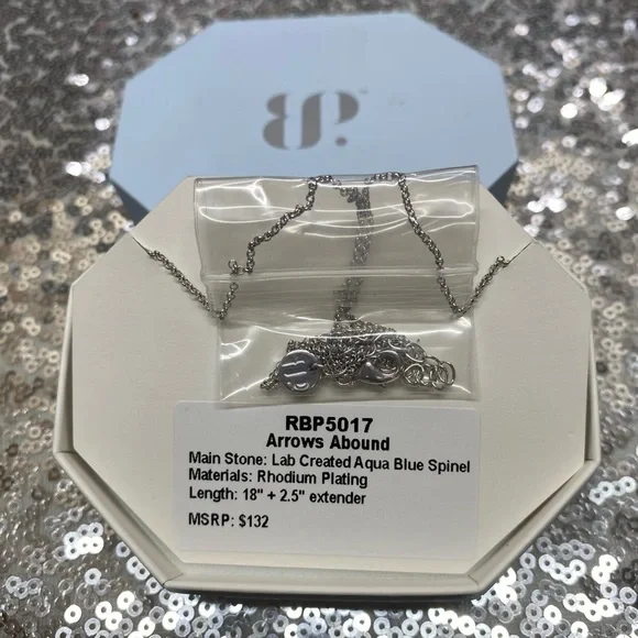 Bomb Party Arrows Abound Blue Spinel Rhodium Necklace - Picture 3 of 4